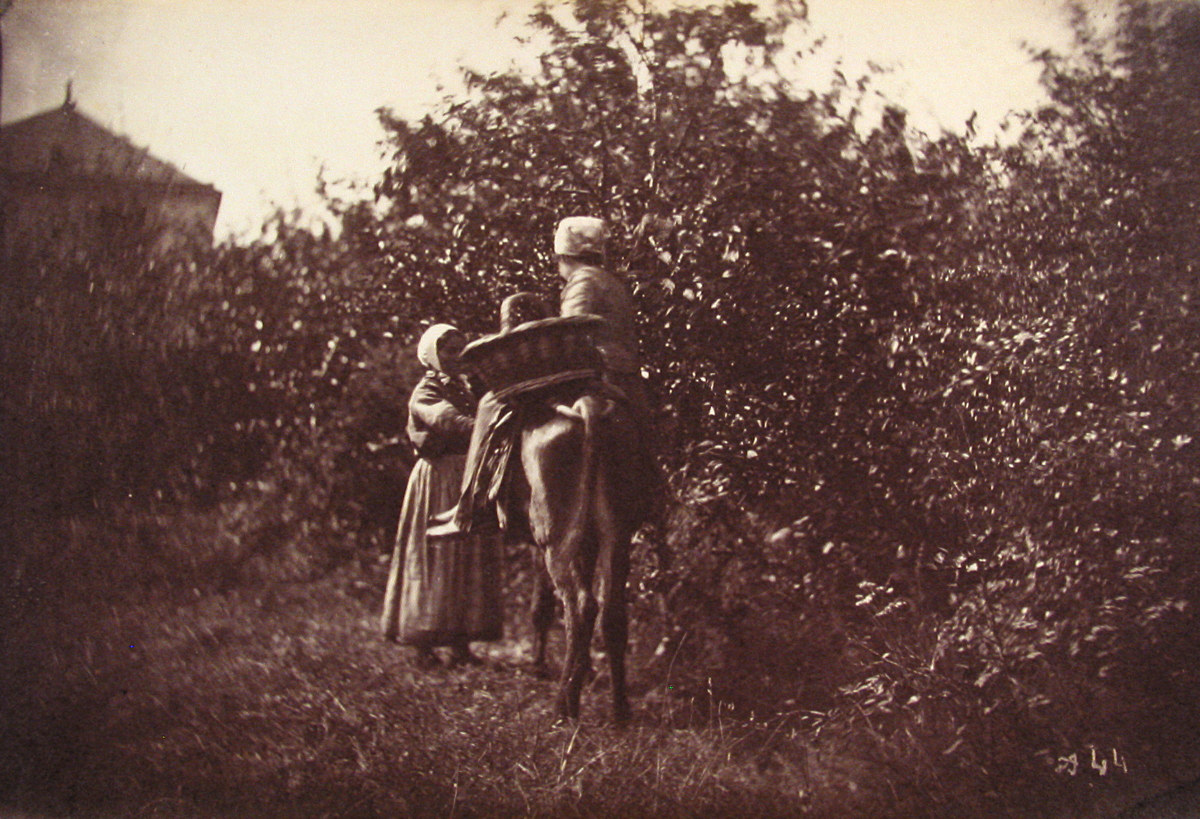 Two Female Peasants, One riding Donkey