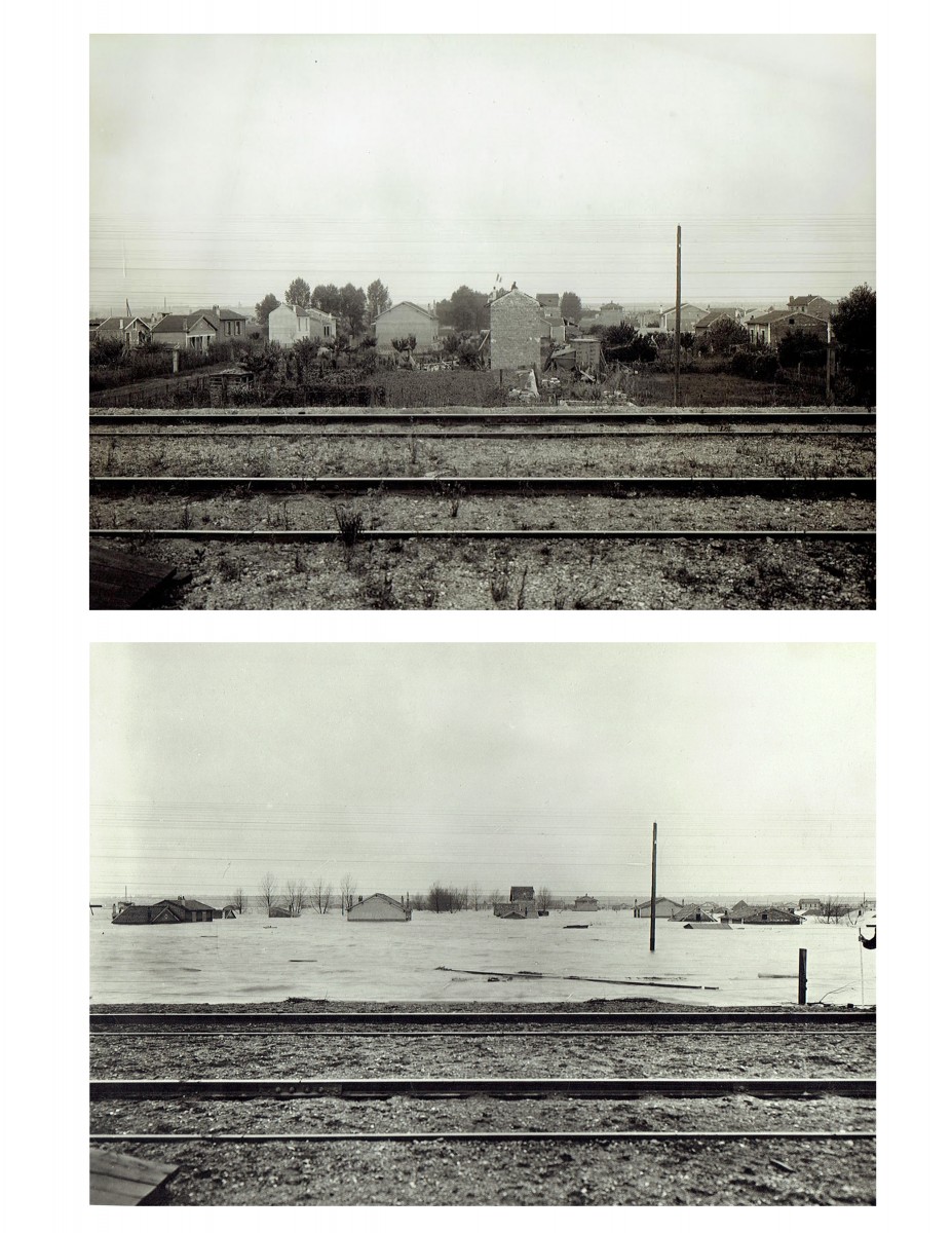 Paris Flood, Jan. 27-31, 1910 & six months later (probably the suburb of Alfortville)