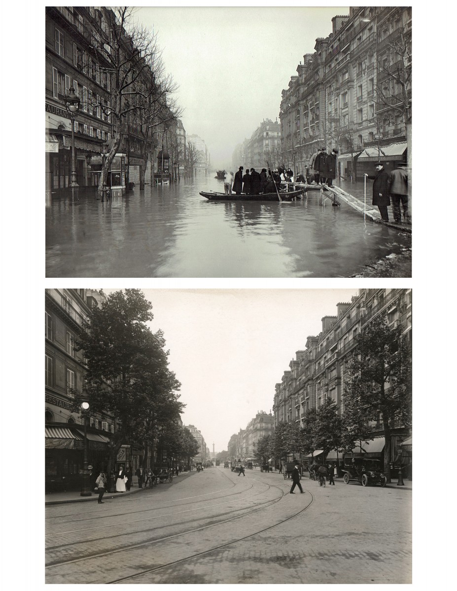Paris Flood, Rue de Lyon, Jan. 27, 1910 & six months later
